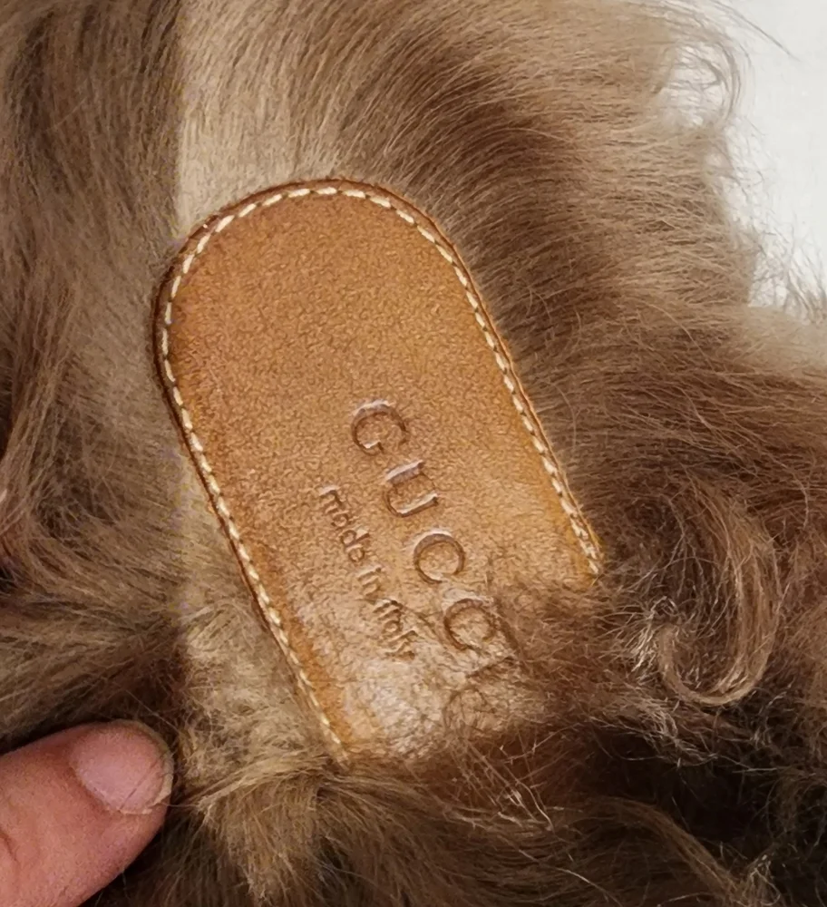 Gucci Black Fur Lined Loafers with Gold Accents - Picture 2 of 4